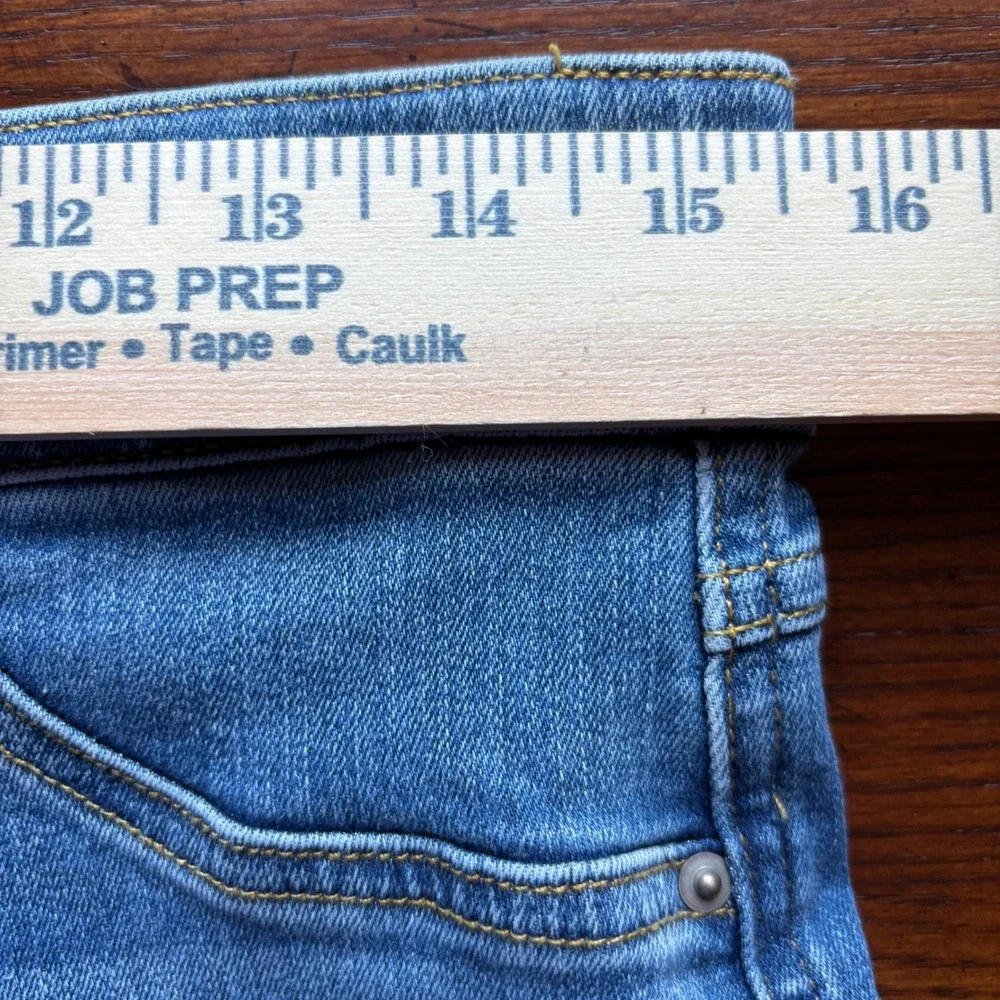 Spanx Flare Jeans Blue High Waist Stretch Pull On Wide Leg Front Seam Large Tall - Picture 12 of 16